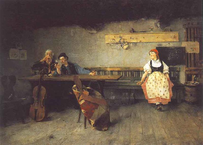 Simon Hollosy In the Tavern oil painting image